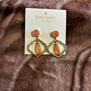 Kate Spade Tangerine and Gold Drop Earrings